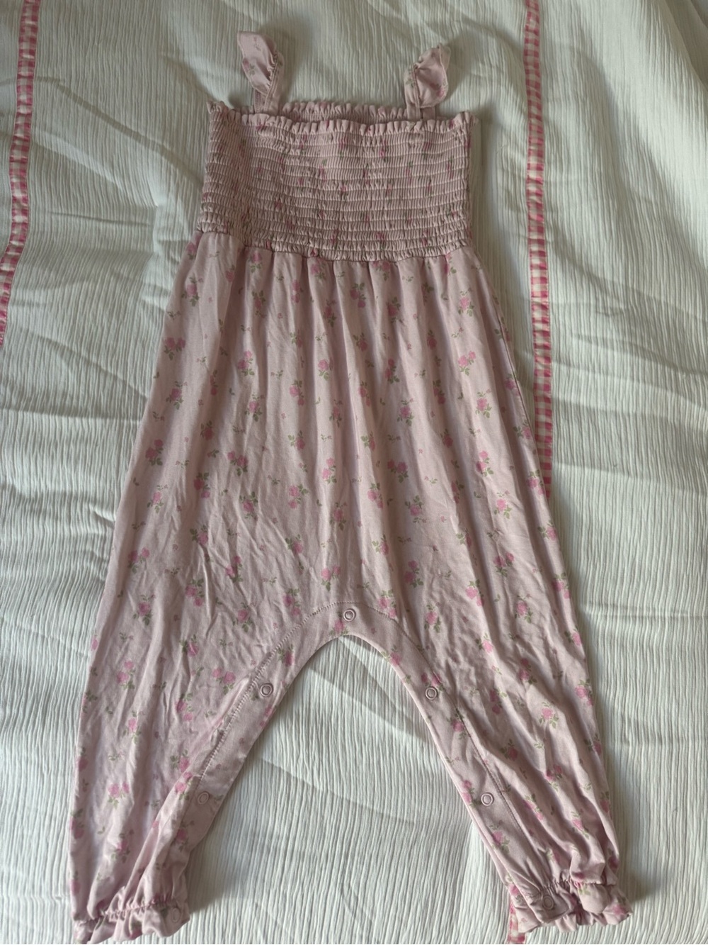 In my Jammers Pink Floral Smocked Romper